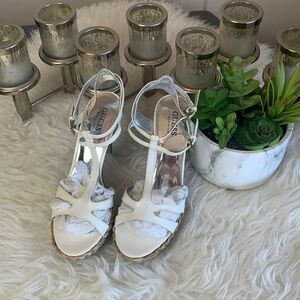 Guess By Marciano White Leather High Heel Sandal Size 7.5